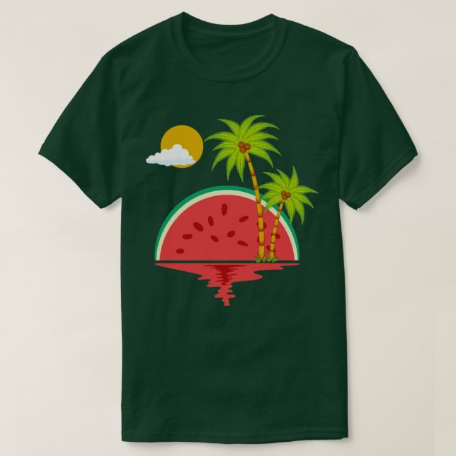 Exotic Melon Sunset Summer Palm Trees Fruit Waterm T-Shirt (Design Front)