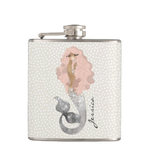 Exotic Mermaid with Your Name Hip Flask