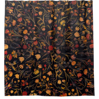 Exotic Midnight Floral Garden Shower Curtain