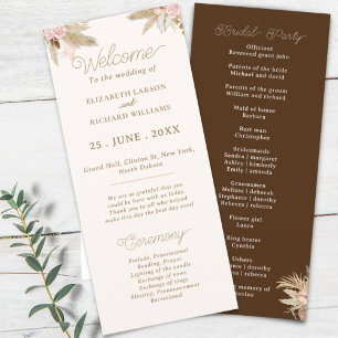 Exotic Modern Boho Tropical Wedding Programme