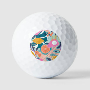 Exotic, modern jungle collage. golf balls