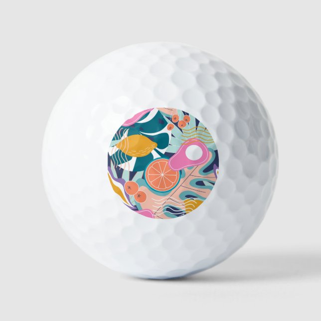 Exotic, modern jungle collage. golf balls (Front)