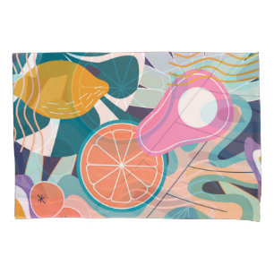 Exotic, modern jungle collage. pillowcase