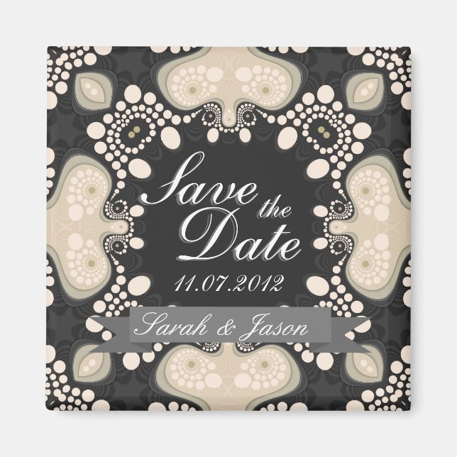 Exotic Modern Tribal Save the Date Wedding Magnet (Front)