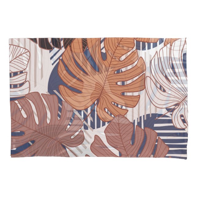 Exotic monstera leaves, vintage tropical. pillowcase (Front)