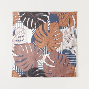 Exotic monstera leaves, vintage tropical. tapestry