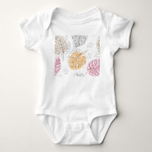 Exotic Monstera Line Drawing Art Baby Bodysuit