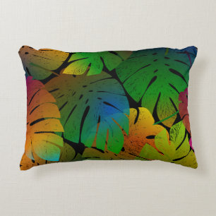 Exotic Monstera: Palm Leaves Vintage Decorative Cushion