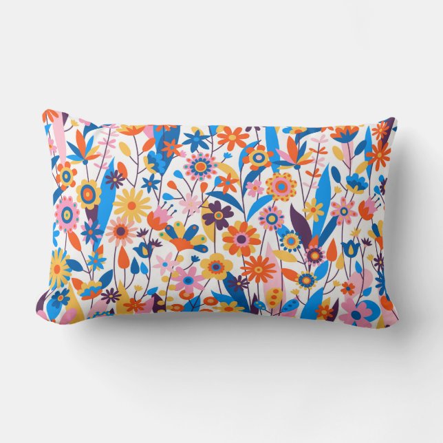 Exotic Multicolored Floral Background-32939 Lumbar Cushion (Front)