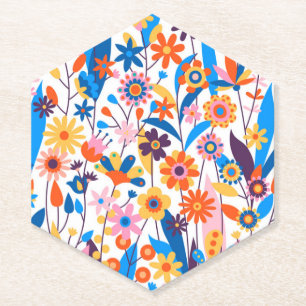 Exotic Multicolored Floral Background-32939 Paper Coaster