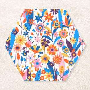 Exotic Multicolored Floral Background-32939 Paper Coaster