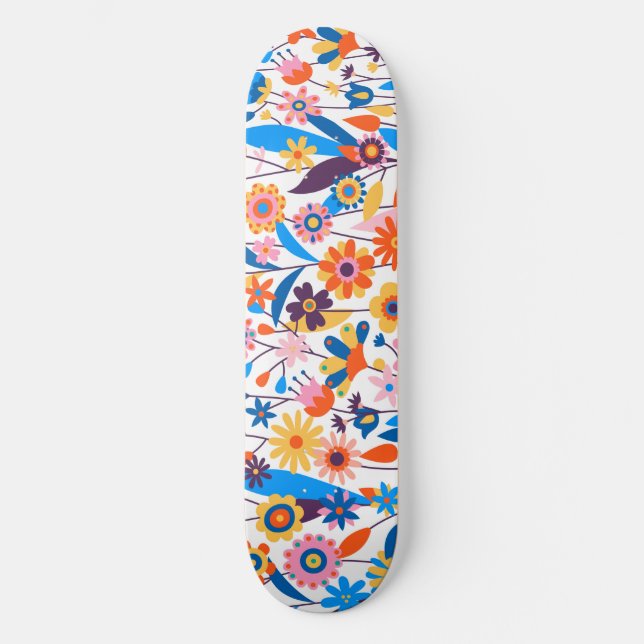 Exotic Multicolored Floral Background-32939 Skateboard (Front)