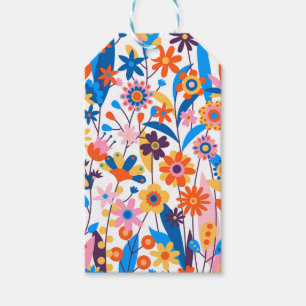 Exotic Multicolored Floral Background Gift Tags