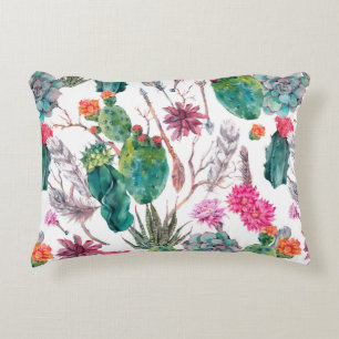 Exotic natural vintage watercolor seamless pattern decorative cushion