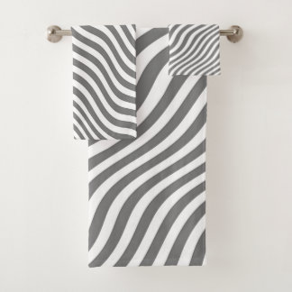EXOTIC NEUTRAL GREY ZEBRA STRIPES BATH TOWEL SET