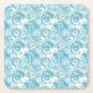 exotic ocean pattern square paper coaster