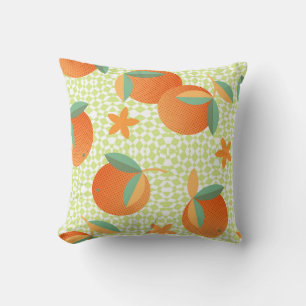 Exotic Orange Fruit: Tropical Vintage. Cushion