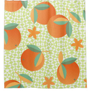 Exotic Orange Fruit: Tropical Vintage. Shower Curtain