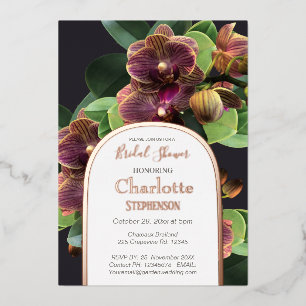 Exotic Orchids Bridal Shower Rose Gold Foil Inv
