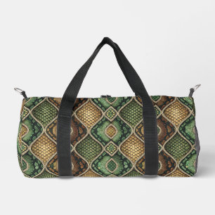Exotic Ornate Geometric Snake Skin Pattern Design Duffle Bag