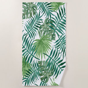 Exotic palm leaves beach towel