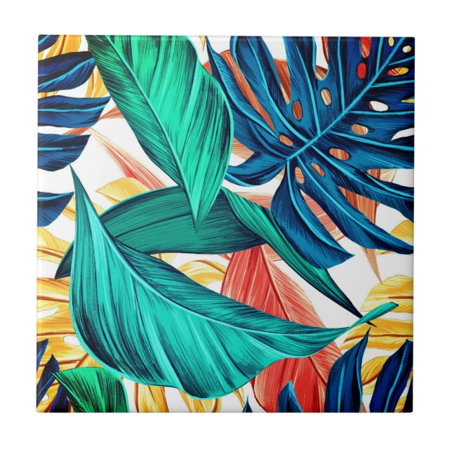 Exotic palm leaves tile (Front)