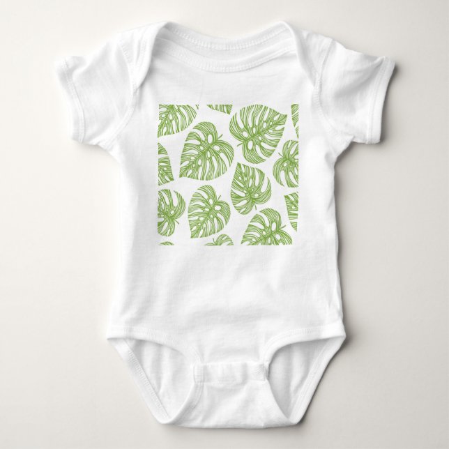 Exotic Palm Leaves Vintage Baby Bodysuit (Front)