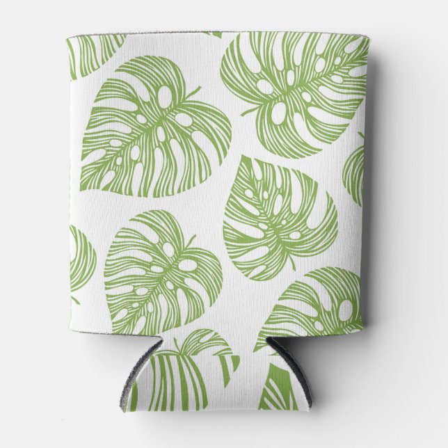 Exotic Palm Leaves Vintage Can Cooler (Front)