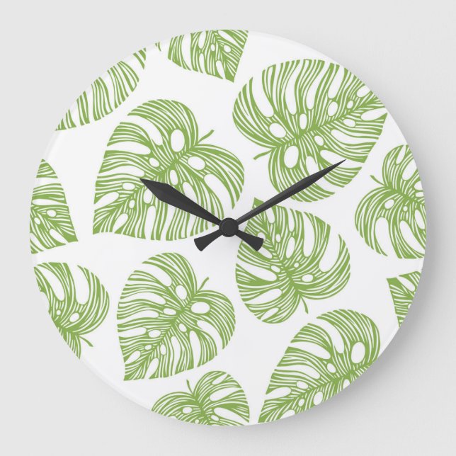 Exotic Palm Leaves Vintage Large Clock (Front)