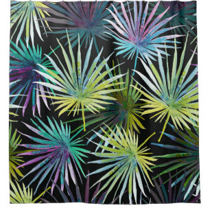 Exotic Palm Leaves Watercolor Shower Curtain