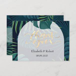 Exotic Palm Leaves Wedding Thank You Card