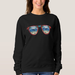 Exotic Palm Trees Beach Mountains Tropical Sunglas Sweatshirt