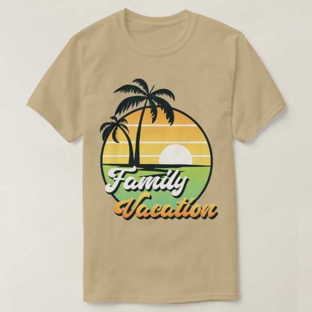 Exotic Palm Trees Family Vacation Retro Sunset Sum T-Shirt (Design Front)