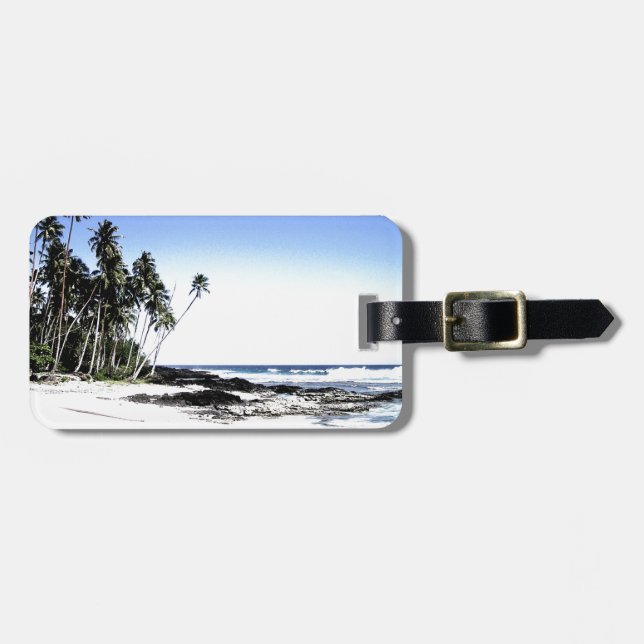 Exotic Palm Trees & Paradise Beach Luggage Tag (Front Horizontal)