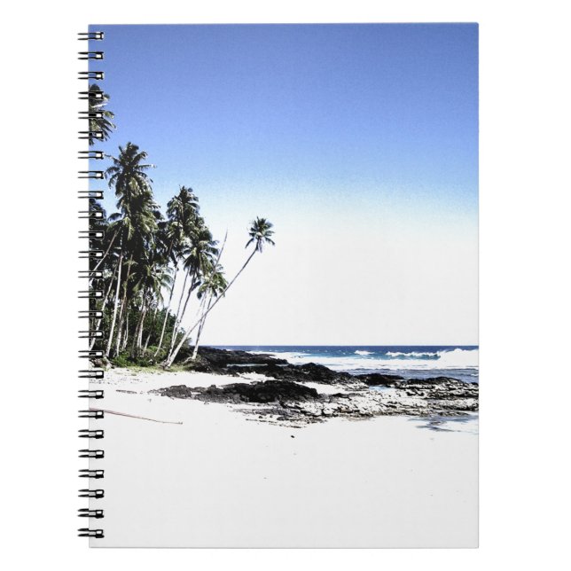 Exotic Palm Trees & Paradise Beach Spiral Notebook (Front)