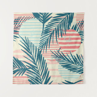 Exotic palms, hand-drawn textures tapestry