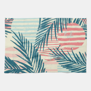 Exotic palms, hand-drawn textures tea towel