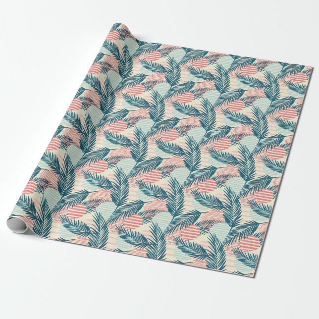 Exotic palms, hand-drawn textures wrapping paper (Unrolled)