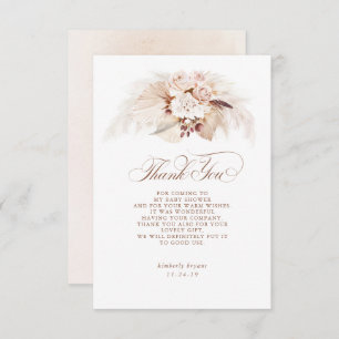 Exotic Pampas Grass Floral Baby Shower Thank You