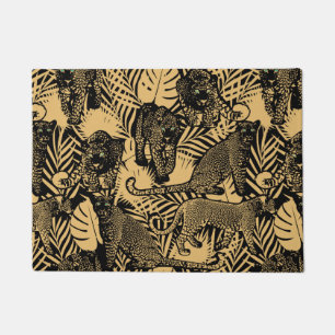 Exotic Panther / Leopard Black and Gold Doormat