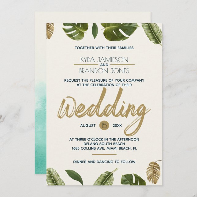 Exotic Paradise Wedding Invitation (Front/Back)