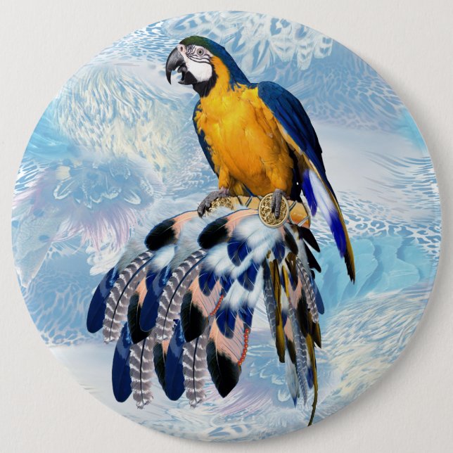exotic-parrot bird tone feathers gifts 6 cm round badge (Front)