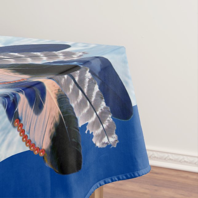 Exotic-Parrot Blue tone feathers Tablecloth (In Situ)