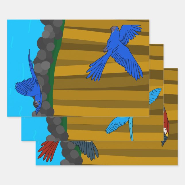 Exotic Parrots In The Forest  Wrapping Paper Sheet (Set)