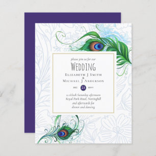 Exotic PEACOCK Feather Wedding Invite BUDGET
