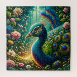 Exotic Peacock Rainforest Majesty Jigsaw Puzzle