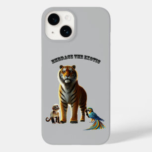 Exotic Pet Lover with Tiger, Monkey, and Macaw URM Case-Mate iPhone 14 Case