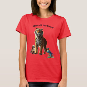 Exotic Pet Lover with Tiger, Monkey, and Macaw URM T-Shirt