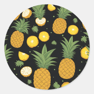 Exotic Pineapple Pattern Classic Round Sticker