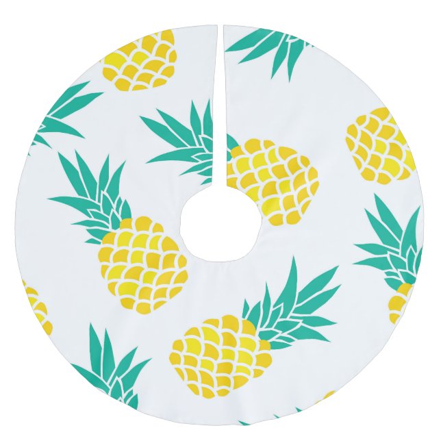 Exotic Pineapples: Yellow Delight. Brushed Polyester Tree Skirt (Front)